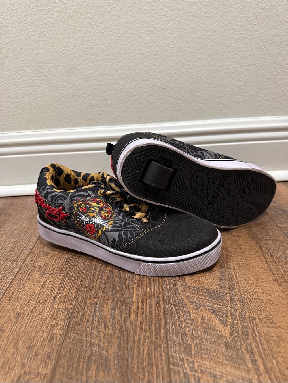 Heelys Black Skate Sneakers with Tiger Graphics by Ed Hardy